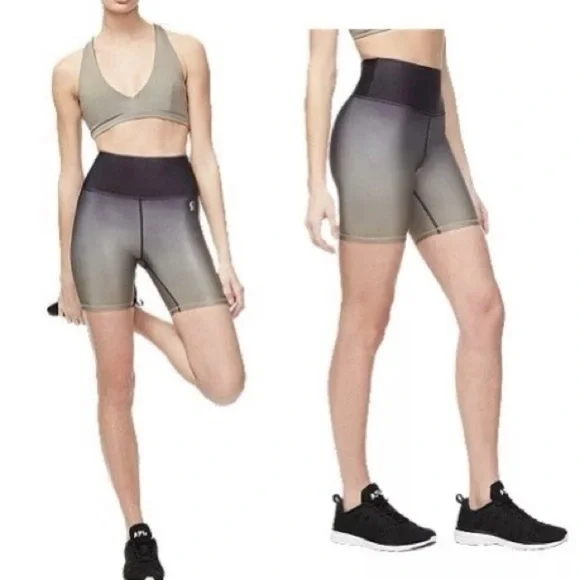 Good American Ombre High Waist Black Grey Bronze Bike Shorts